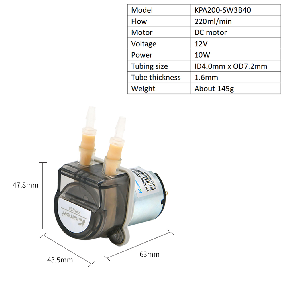 Kamoer 저유량 연동 펌프, DC 모터 기어 펌프, - Mini Peristaltic Pump 12V 리뷰 및 가격
