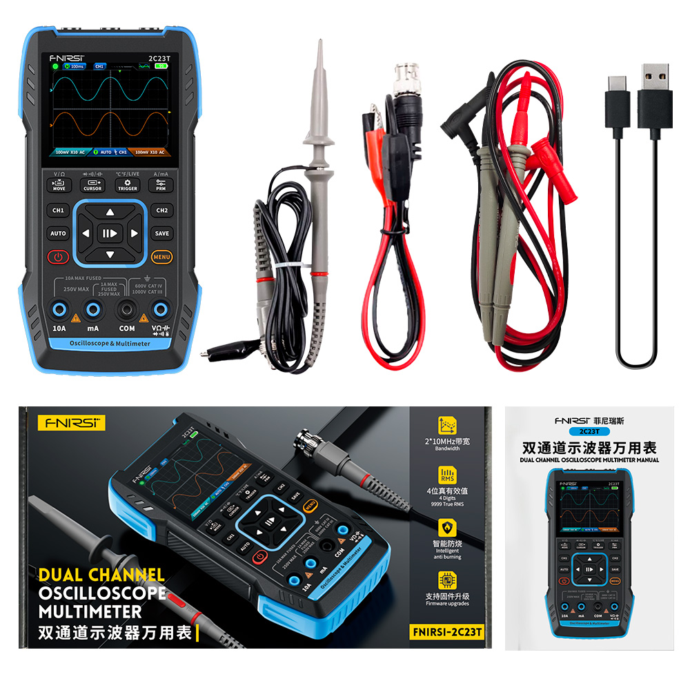 2C23T 3-in-1 디지털 오실로스코프, 10MHz - Fnirsi Digital Oscilloscope Handheld 리뷰 및 가격