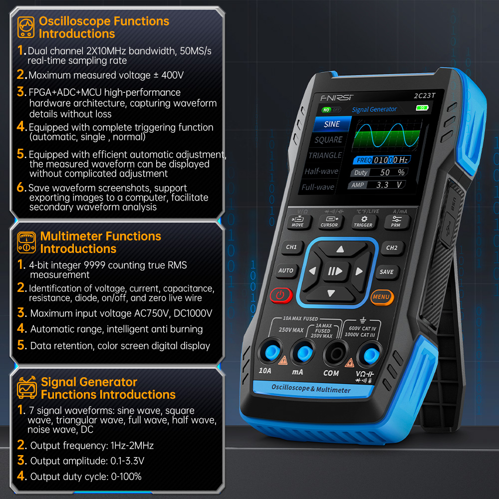 2C23T 3-in-1 디지털 오실로스코프, 10MHz - Fnirsi Digital Oscilloscope Handheld 리뷰 및 가격